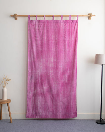 Pink Stripe Block Printed Cotton Curtains for Door