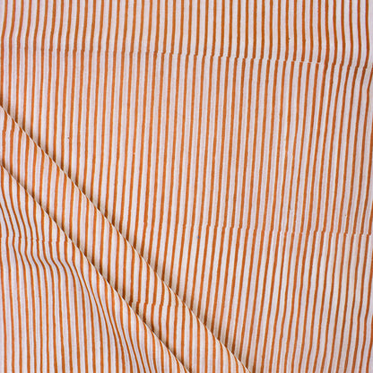 Pink Striped Hand Block Print Pure Cotton Fabric