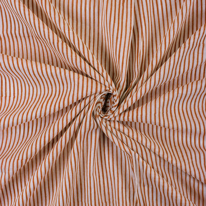 Pink Striped Hand Block Print Pure Cotton Fabric