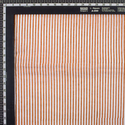 Pink Striped Hand Block Print Pure Cotton Fabric