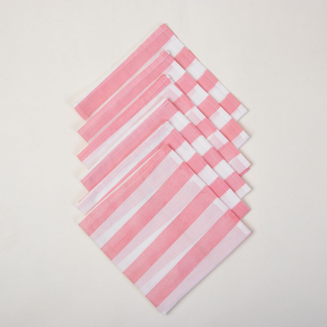 Pink Striped Hand Block Printed Dinner Napkin Cloth