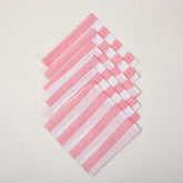 Pink Striped Hand Block Printed Dinner Napkin Cloth