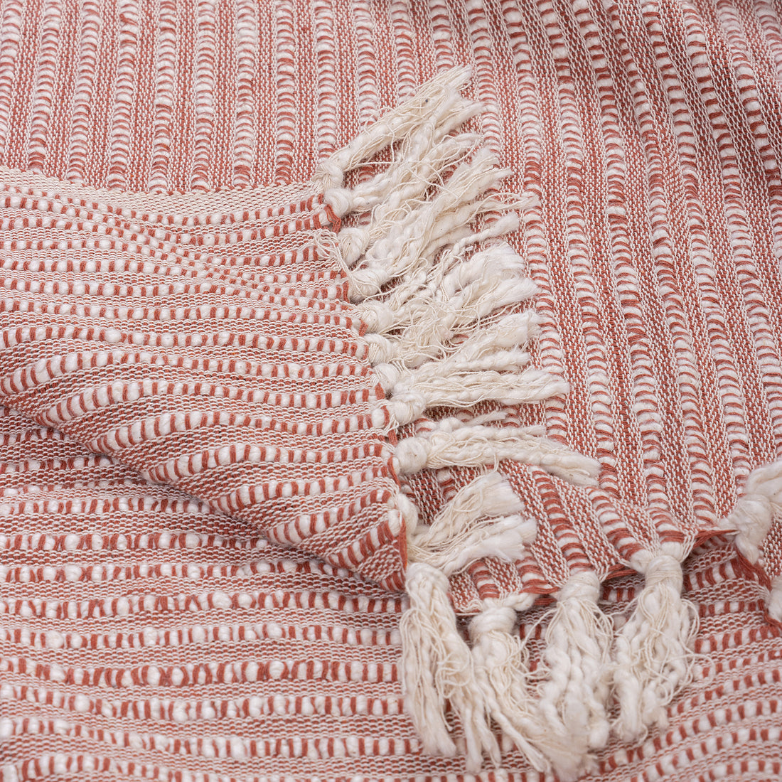 Pink Striped Hand Woven Throw Blanket for Bed