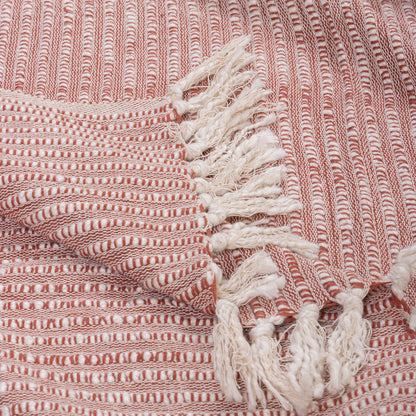Pink Striped Hand Woven Throw Blanket for Bed