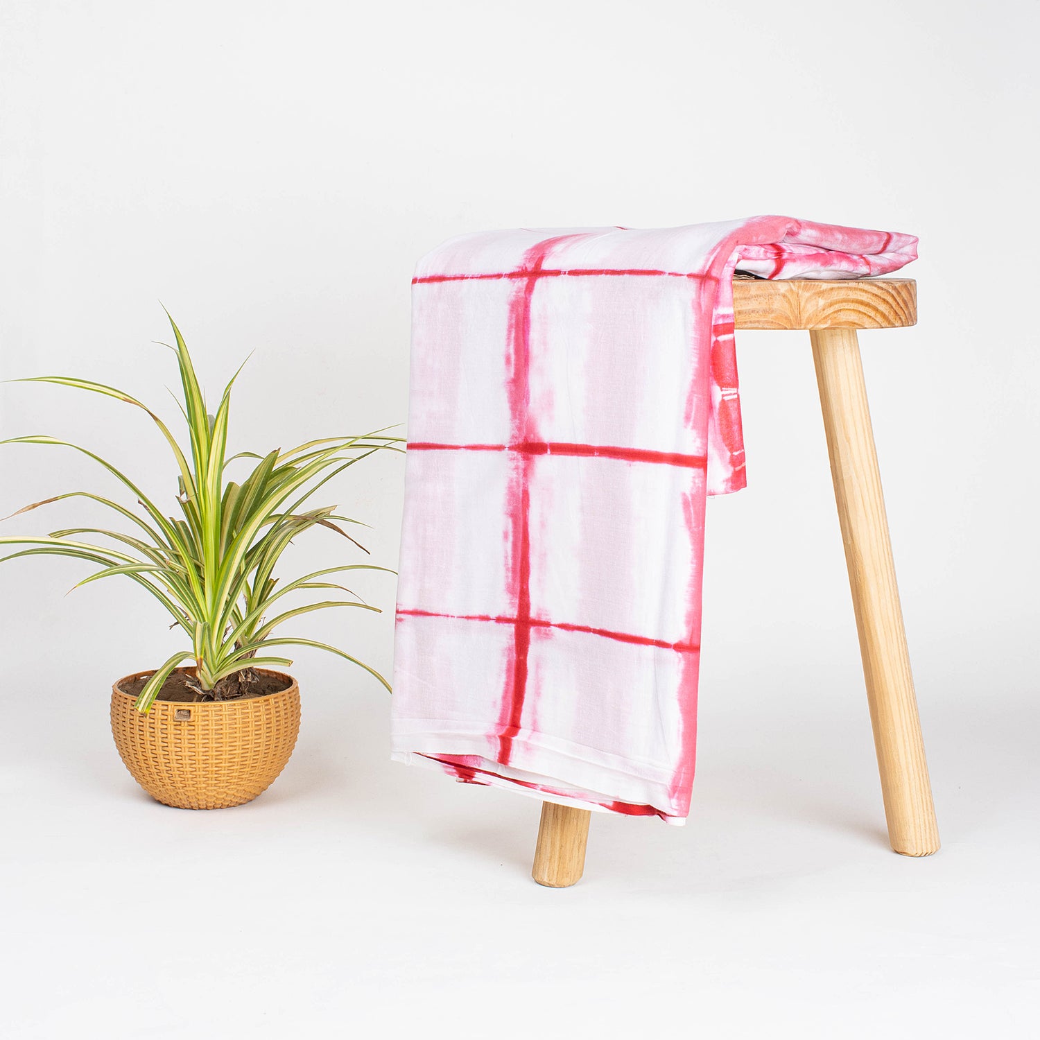 Pink Striped Tie Dye Shibori Fabric