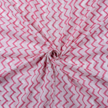 Pink Wave Hand Block Organic Cotton Fabric