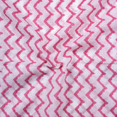 Pink Wave Hand Block Organic Cotton Fabric