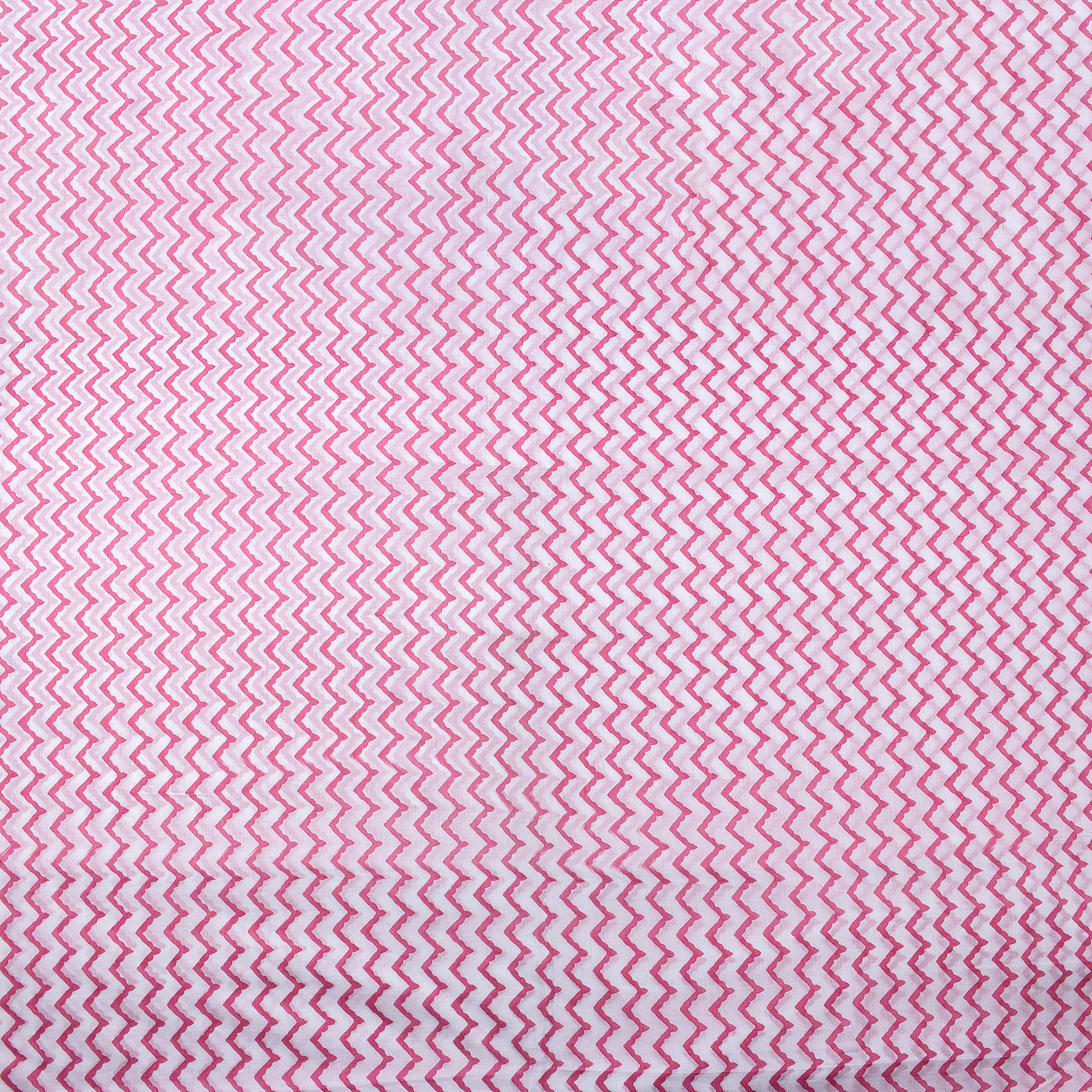 Pink Wave Hand Block Organic Cotton Fabric