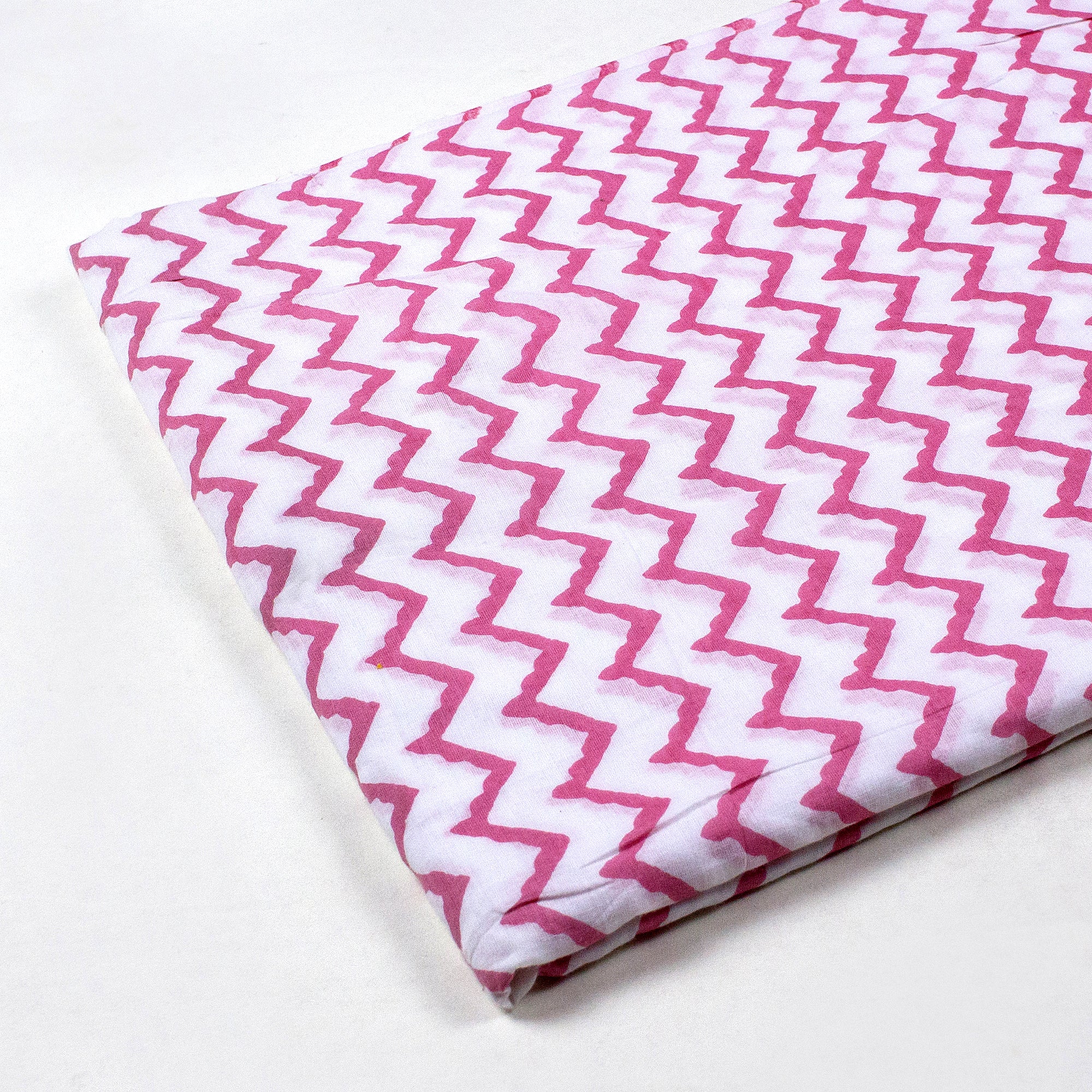 Pink Wave Hand Block Organic Cotton Fabric