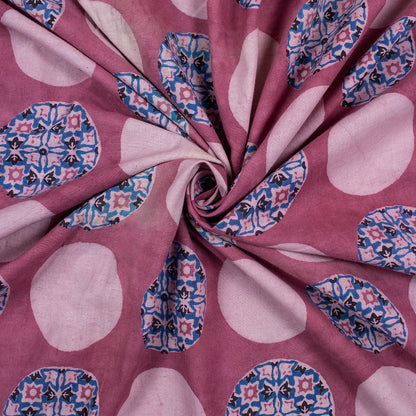 Polka Dots Pink Dabu Hand Block Print Fabric 