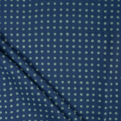 Polka Dots Printed Indigo Fabric For Dress