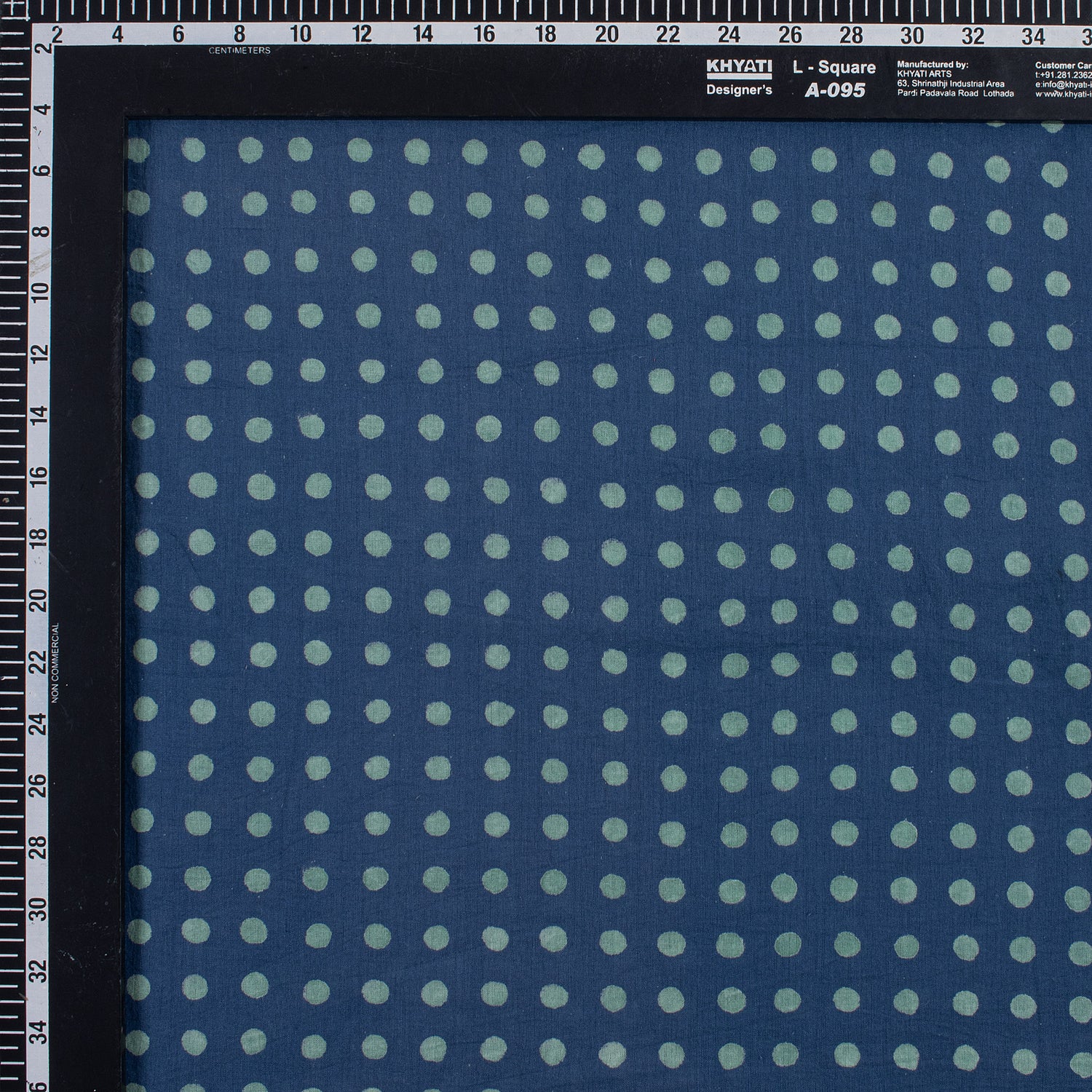 Polka Dots Printed Indigo Fabric For Dress