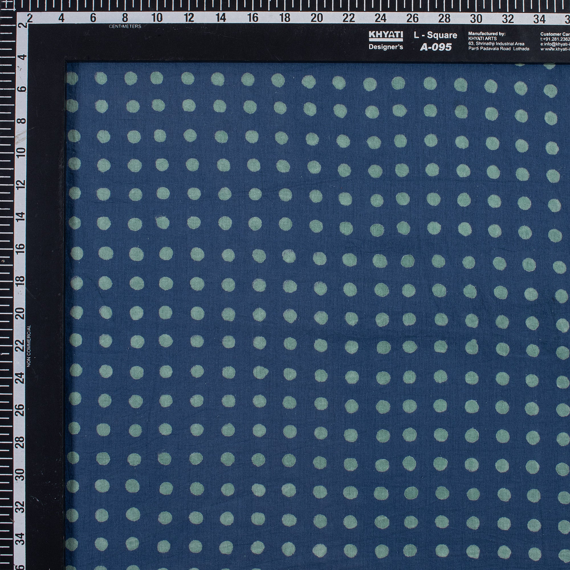 Polka Dots Printed Indigo Fabric For Dress