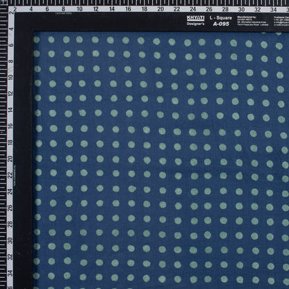 Polka Dots Printed Indigo Fabric For Dress