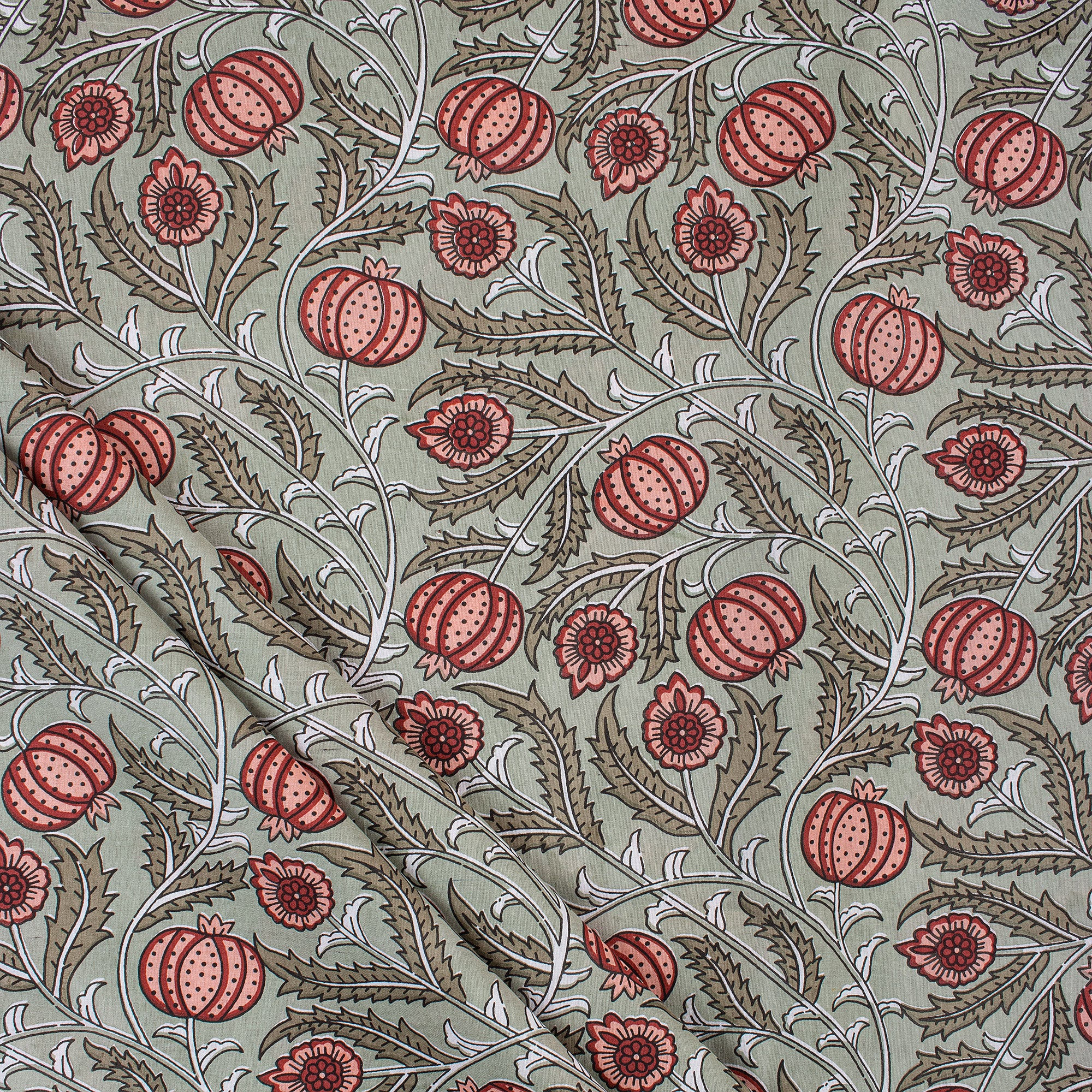 Pomegranate Hand Block Print Cotton Fabric