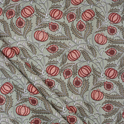 Pomegranate Hand Block Print Cotton Fabric