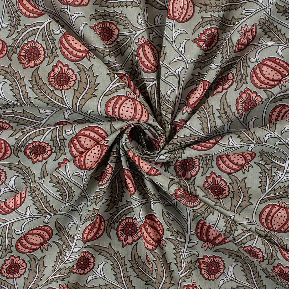 Pomegranate Hand Block Print Cotton Fabric