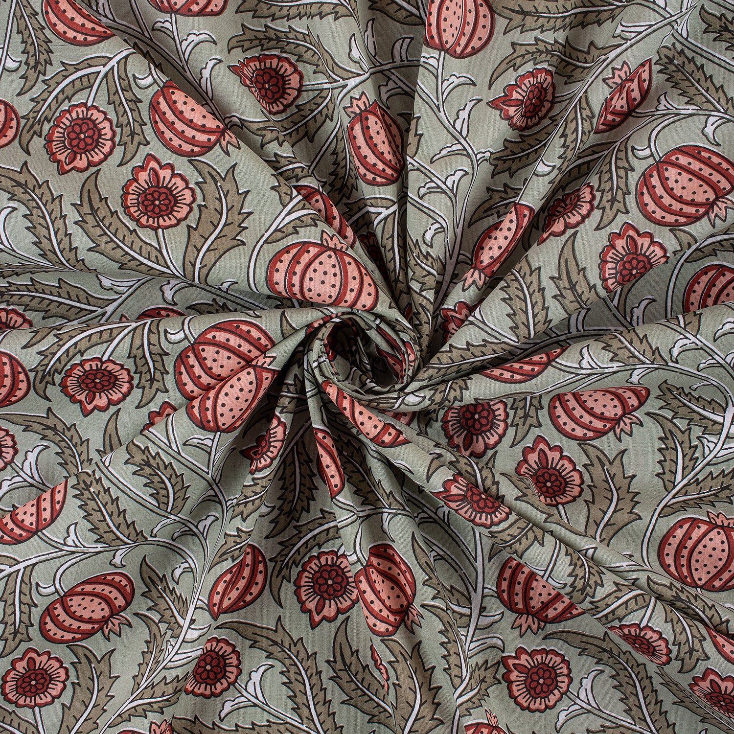 Pomegranate Hand Block Print Cotton Fabric