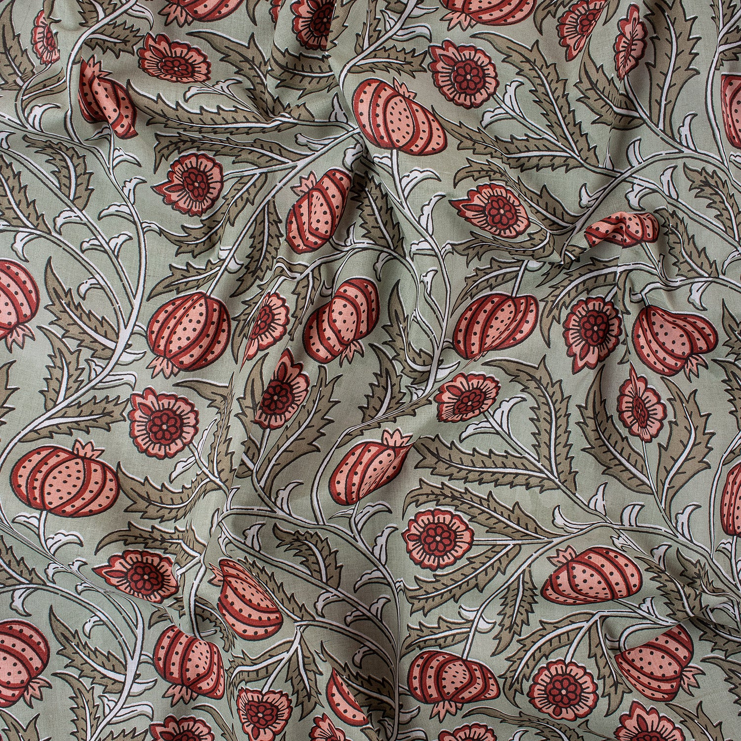 Pomegranate Hand Block Print Cotton Fabric