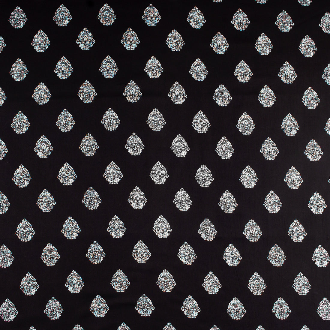 Premium Black and White Floral Cotton Fabric
