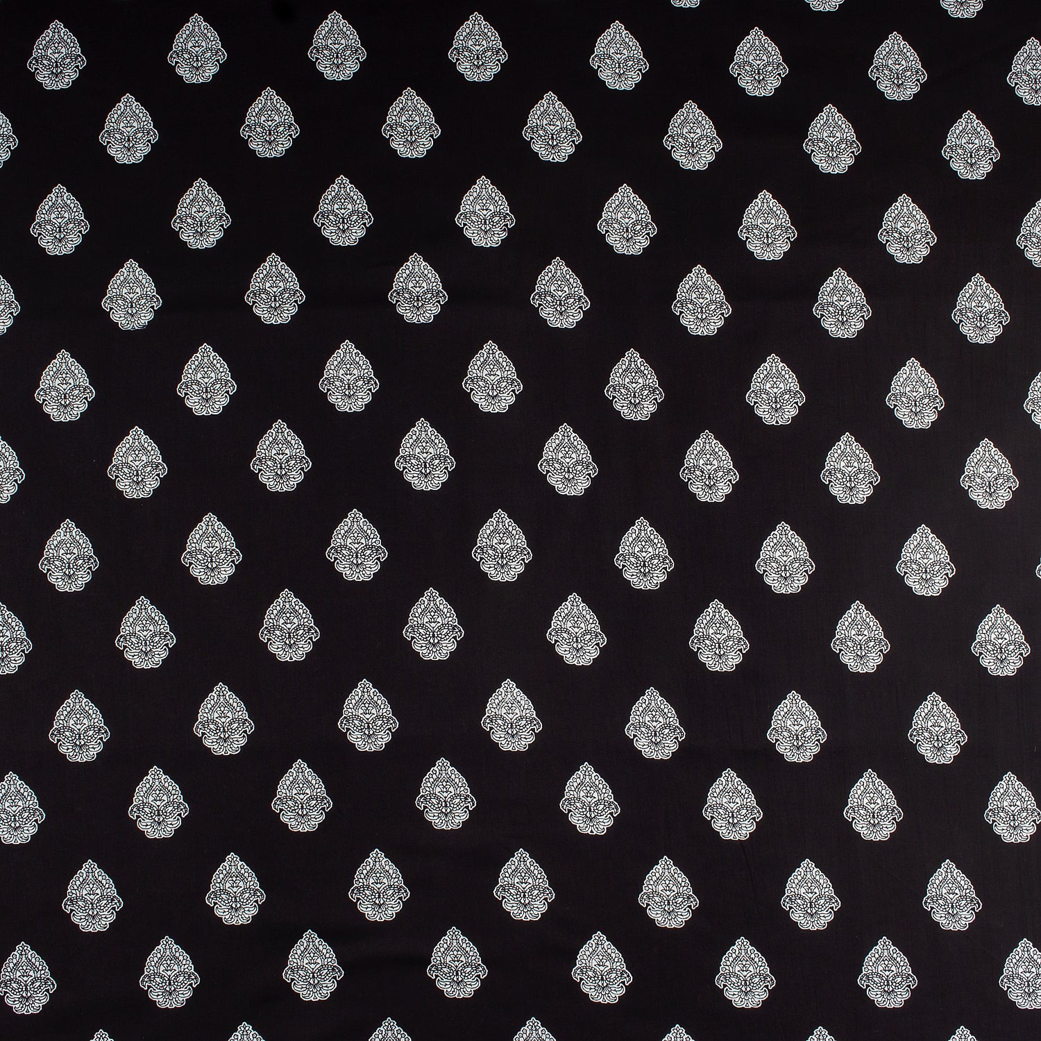 Premium Black and White Floral Cotton Fabric