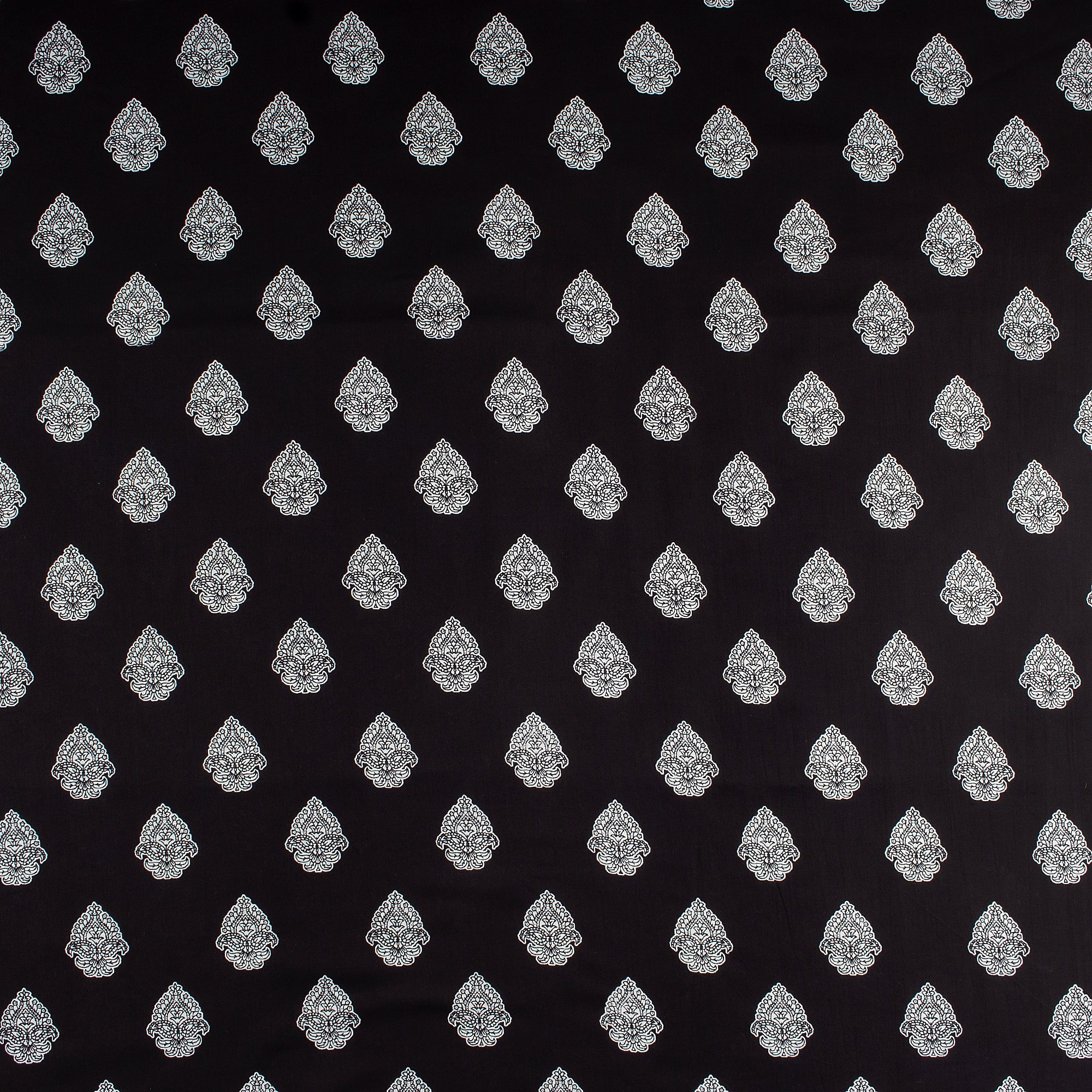 Premium Black and White Floral Cotton Fabric