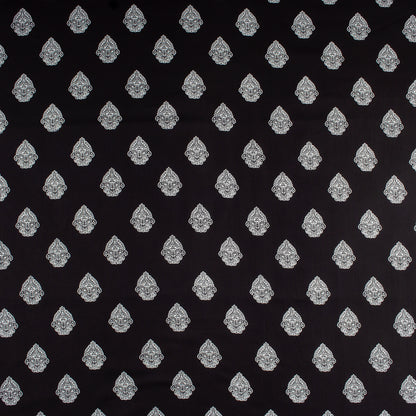 Premium Black and White Floral Cotton Fabric