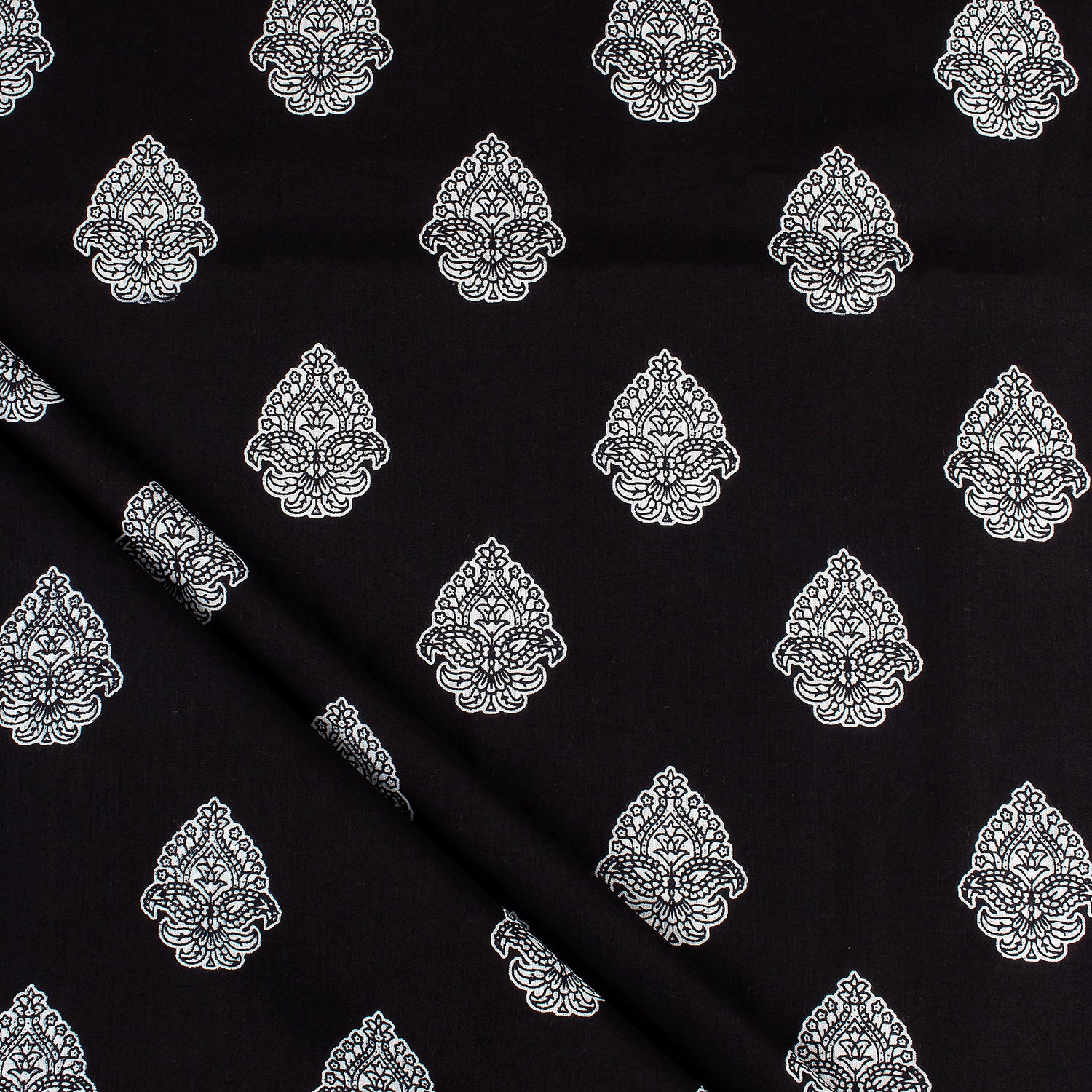Premium Black and White Floral Cotton Fabric
