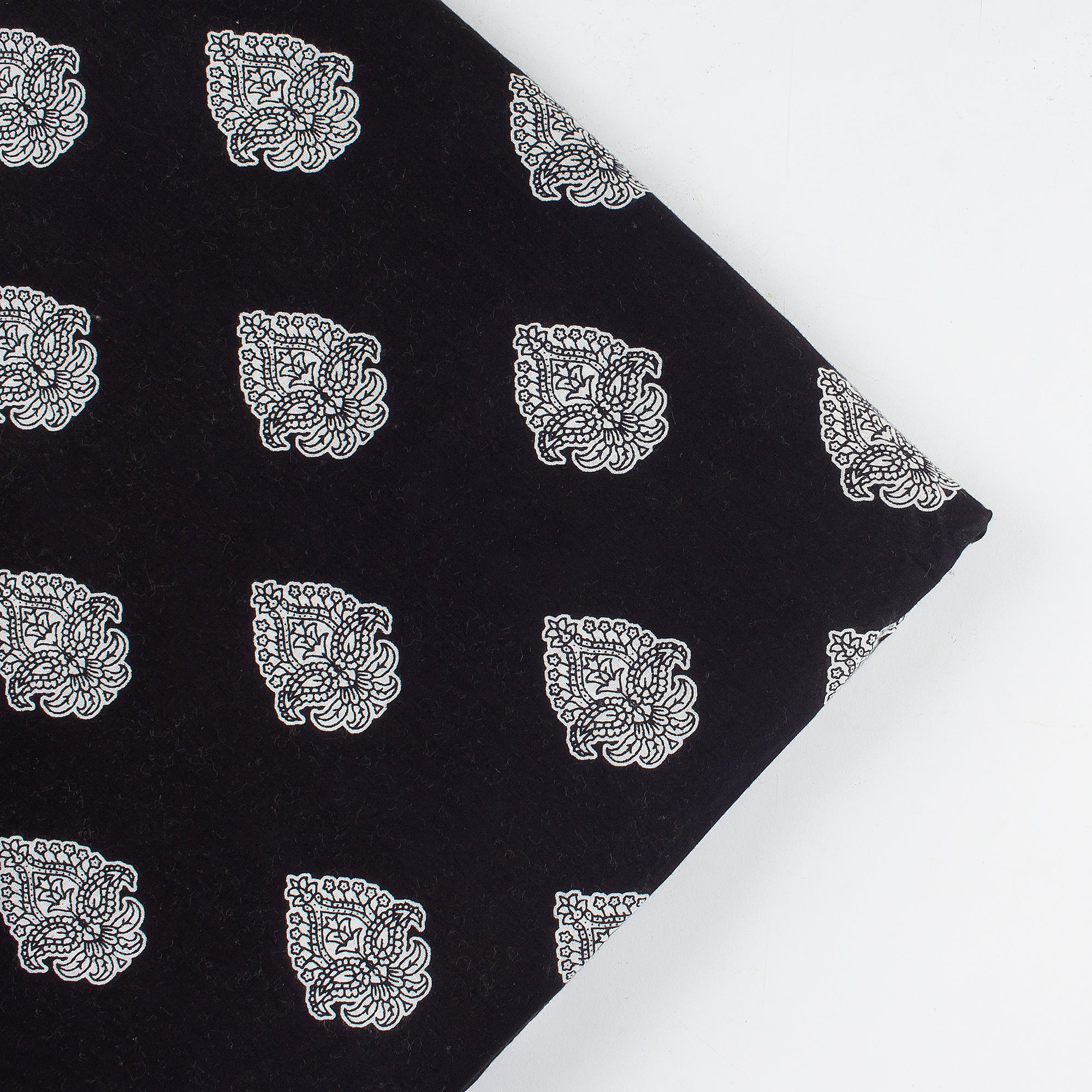 Premium Black and White Floral Cotton Fabric