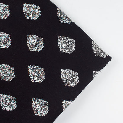Premium Black and White Floral Cotton Fabric