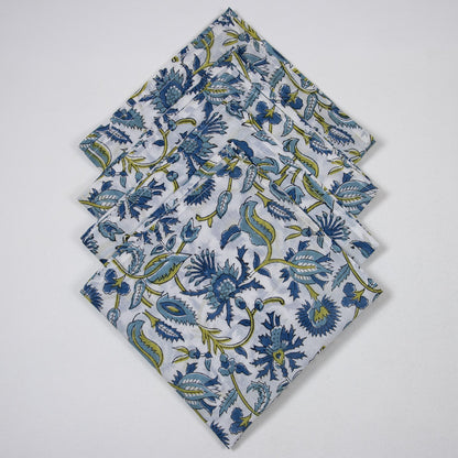 Premium Blue Floral Printed Table Napkins