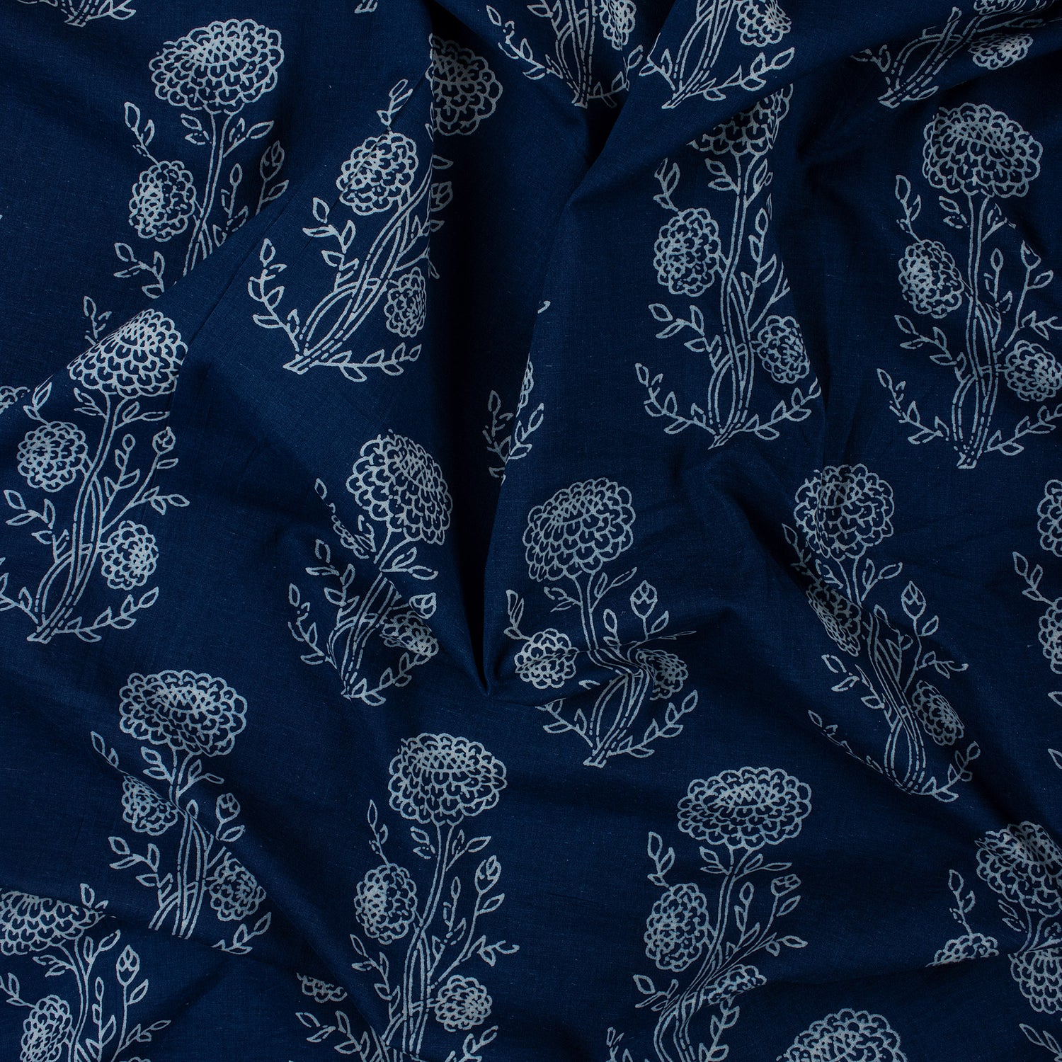 Premium Boota Floral Print Indigo Cotton Fabric