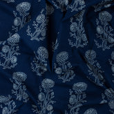 Premium Boota Floral Print Indigo Cotton Fabric