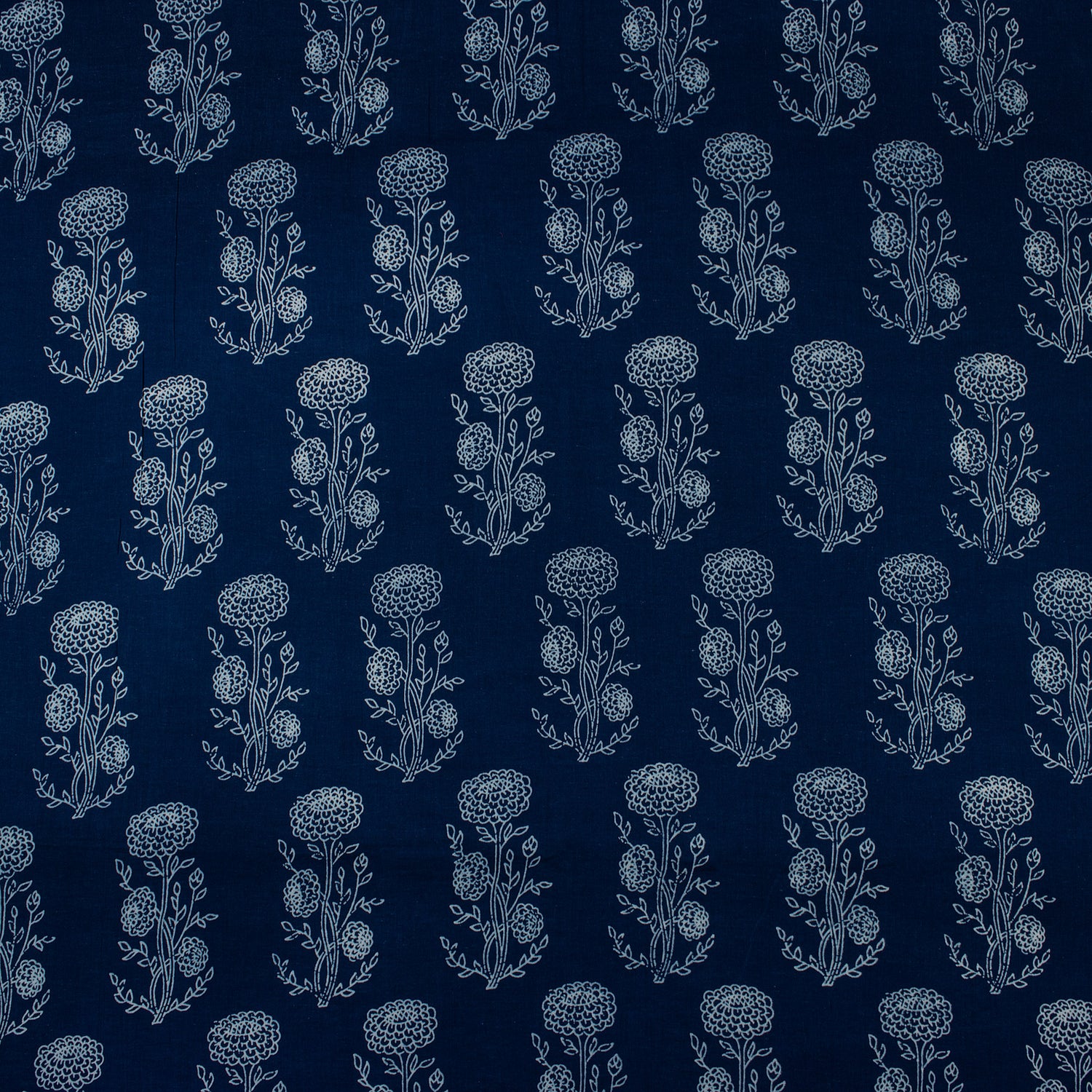 Premium Boota Floral Print Indigo Cotton Fabric