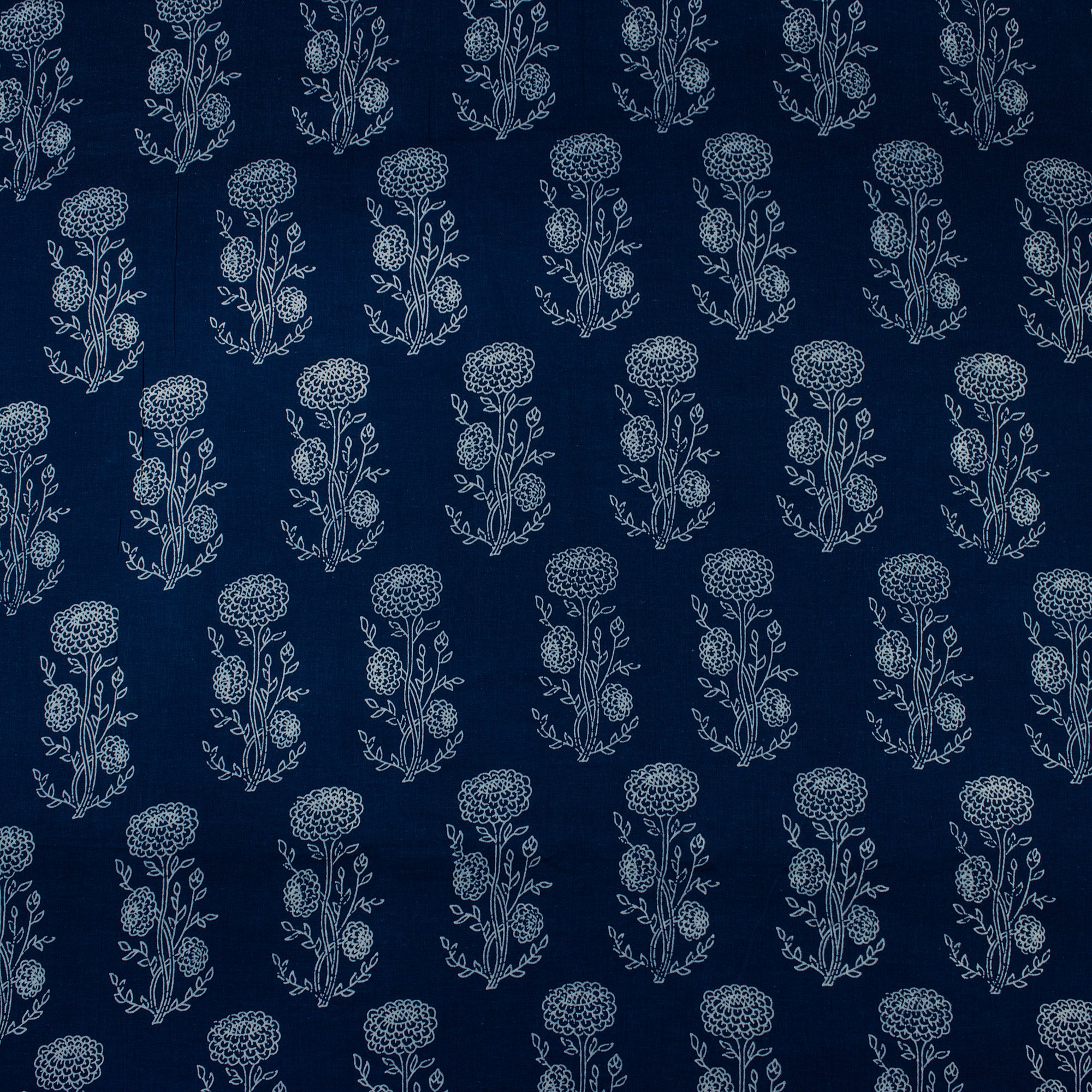 Premium Boota Floral Print Indigo Cotton Fabric