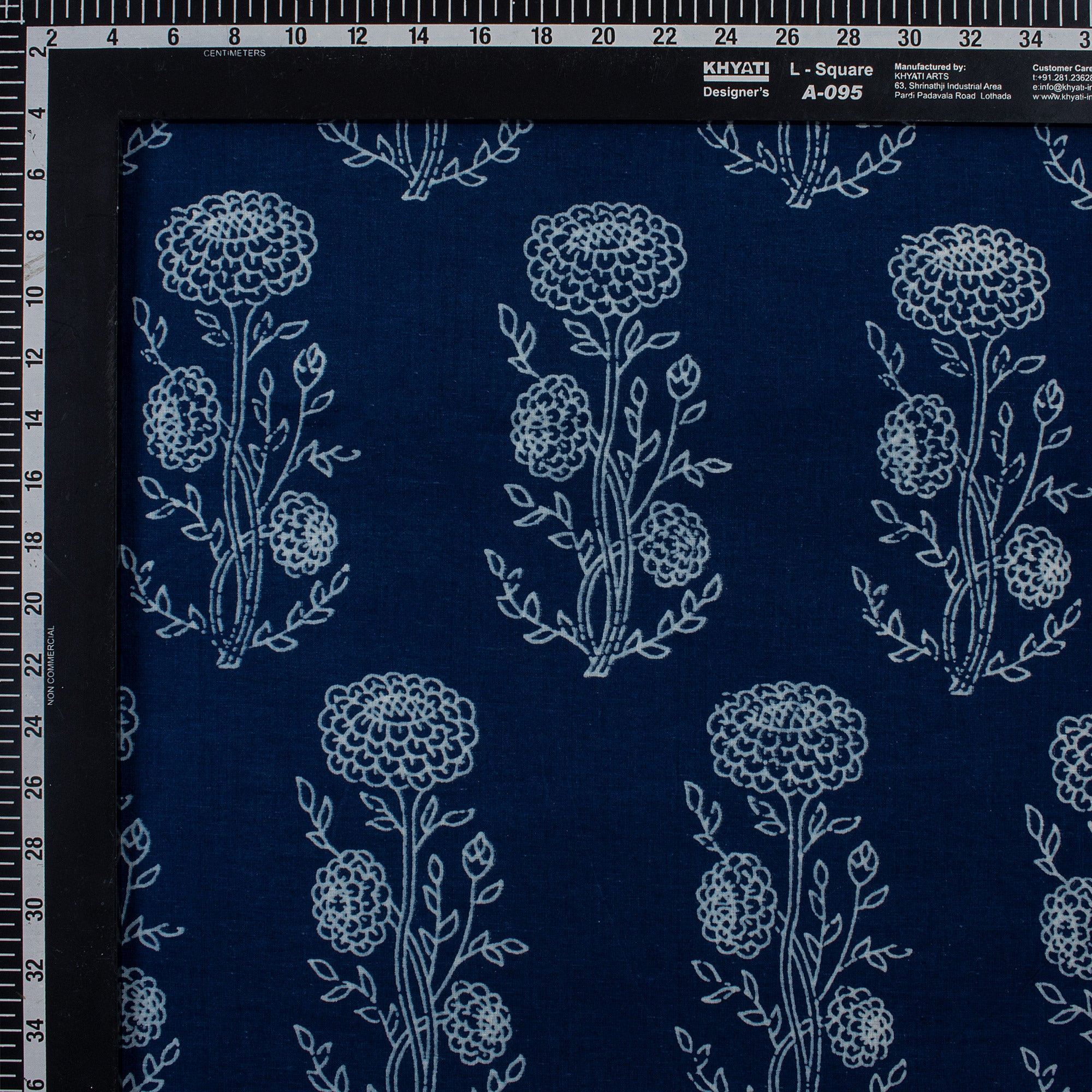 Premium Boota Floral Print Indigo Cotton Fabric