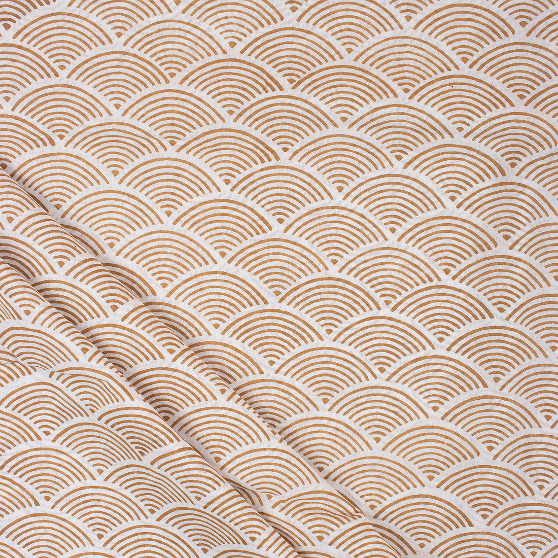 Premium Brown Geometric Hand Block Print Fabric Online
