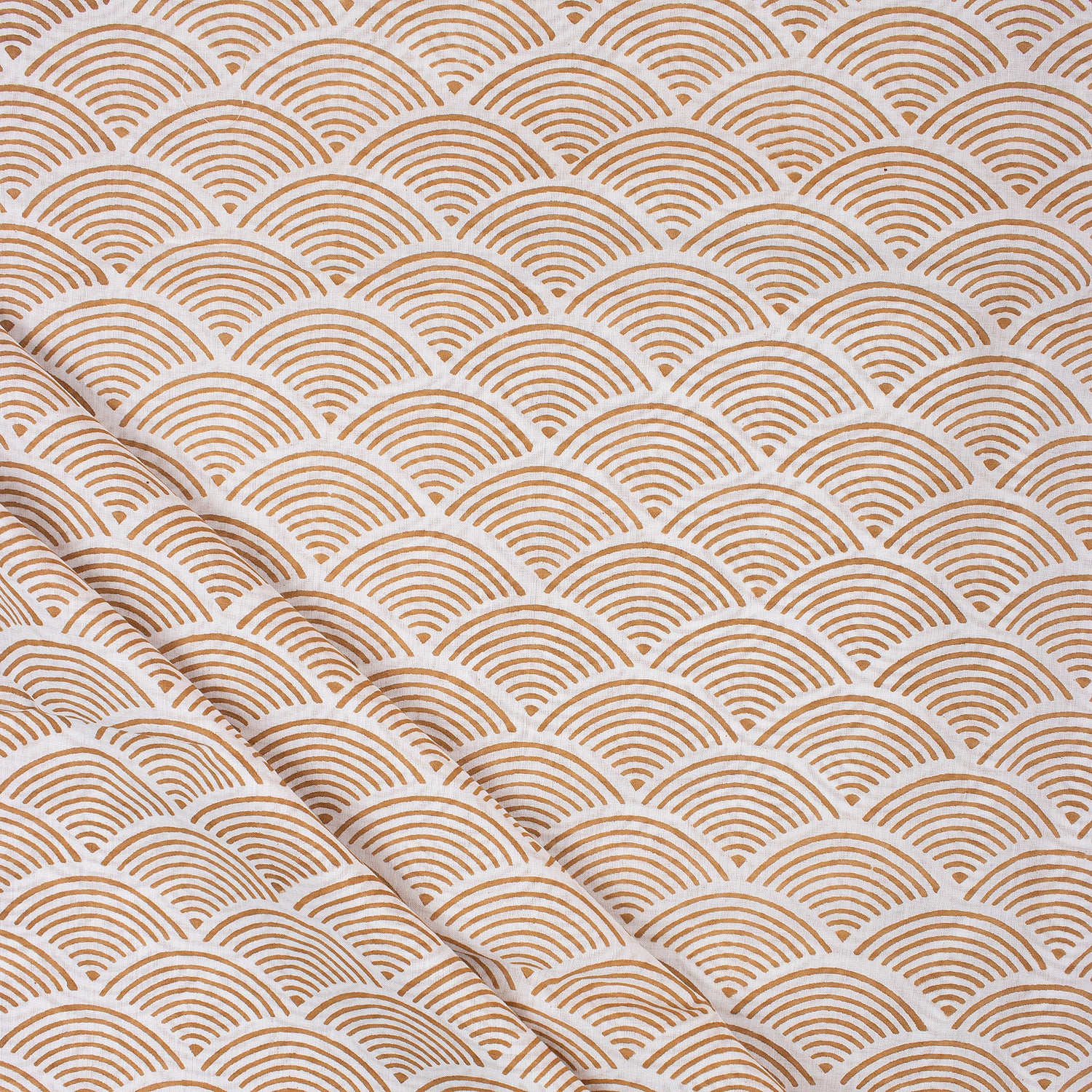 Premium Brown Geometric Hand Block Print Fabric Online
