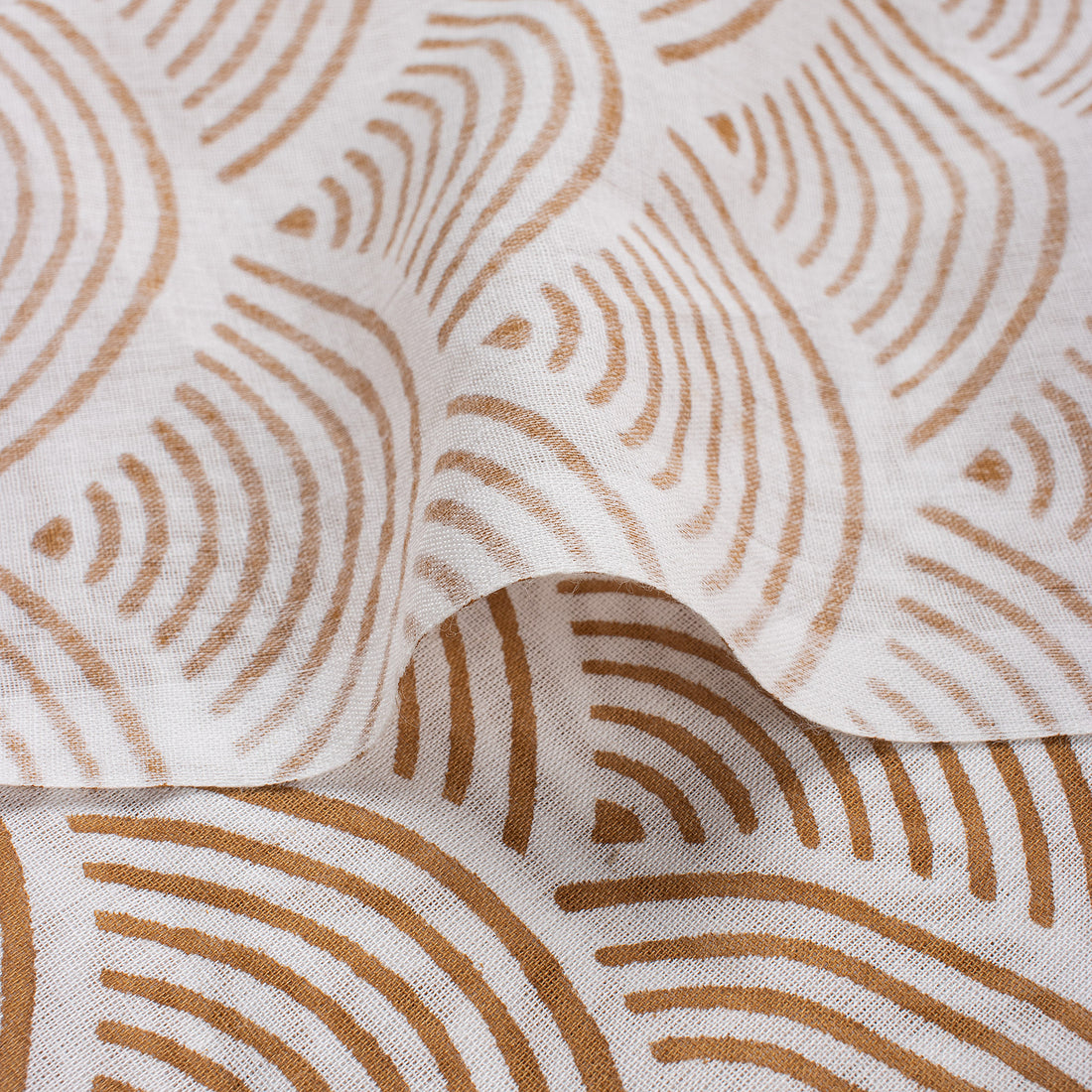 Premium Brown Geometric Hand Block Print Fabric Online