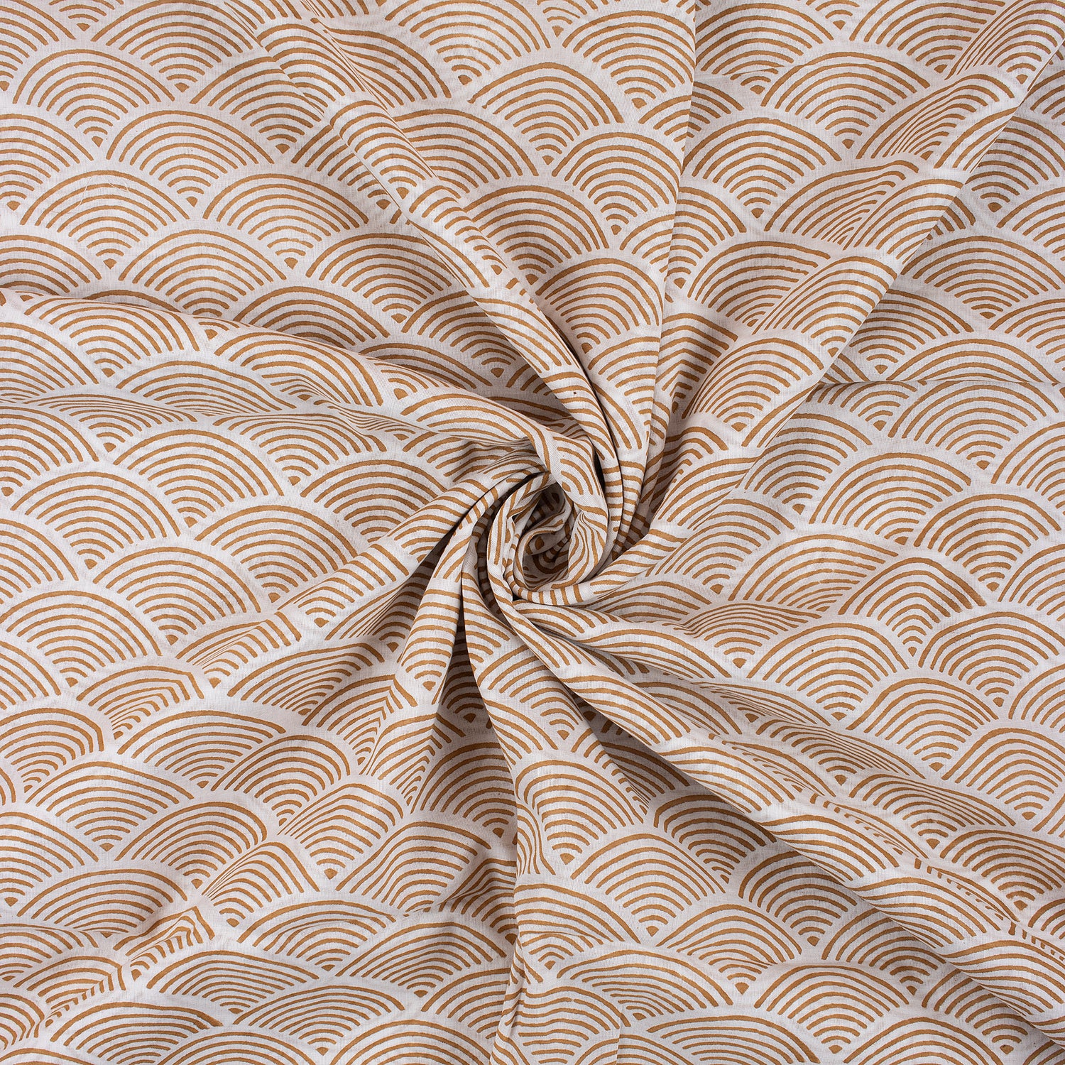 Premium Brown Geometric Hand Block Print Fabric Online