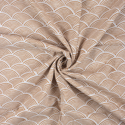 Premium Brown Geometric Hand Block Print Fabric Online