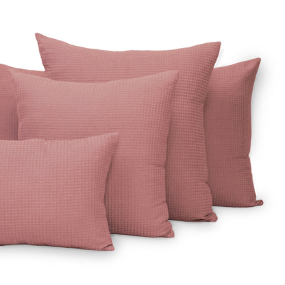Premium Dark Pink Organic Cotton Waffle Cushion Cover