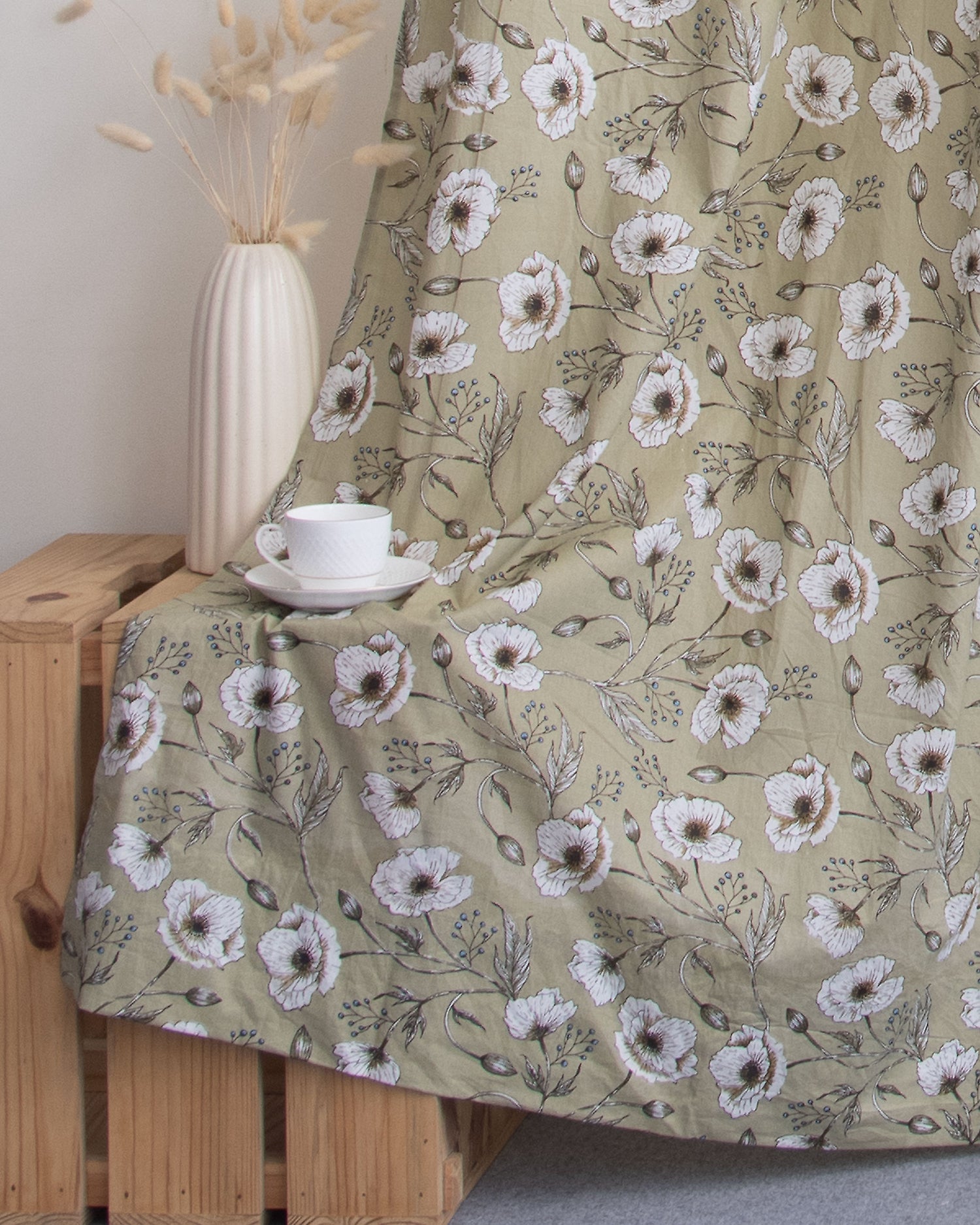 Premium Floral Block Printed Drapes for Living Room Online