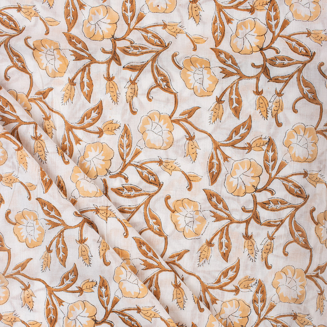 Premium Floral Hand Block Printed Cotton Fabric