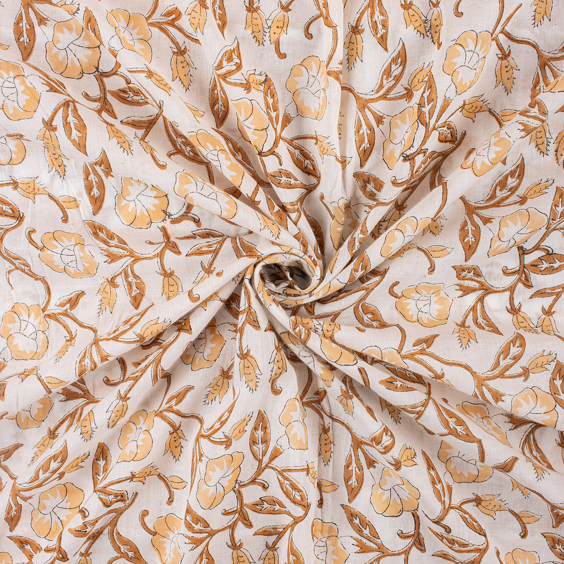 Premium Floral Hand Block Printed Cotton Fabric