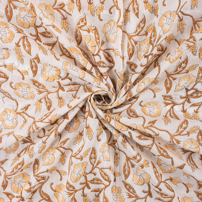 Premium Floral Hand Block Printed Cotton Fabric