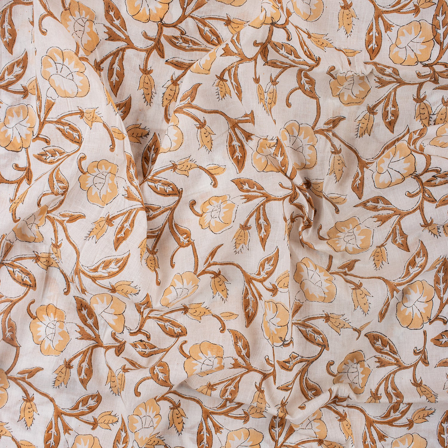 Premium Floral Hand Block Printed Cotton Fabric
