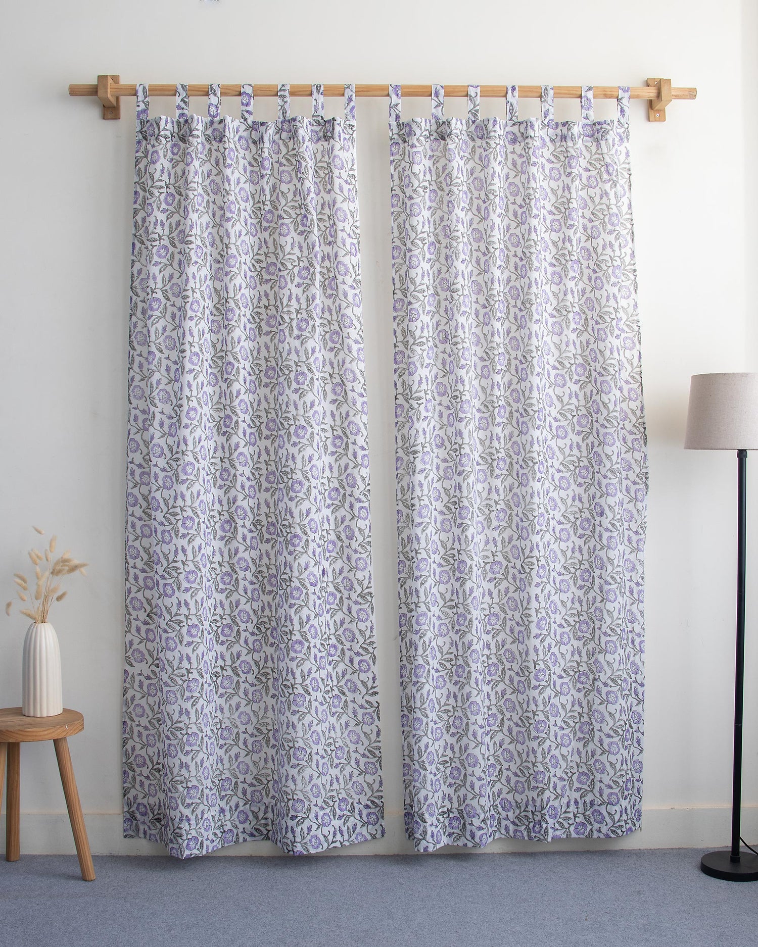 Premium Floral Indian Block Printed Cotton Cutains Set Online