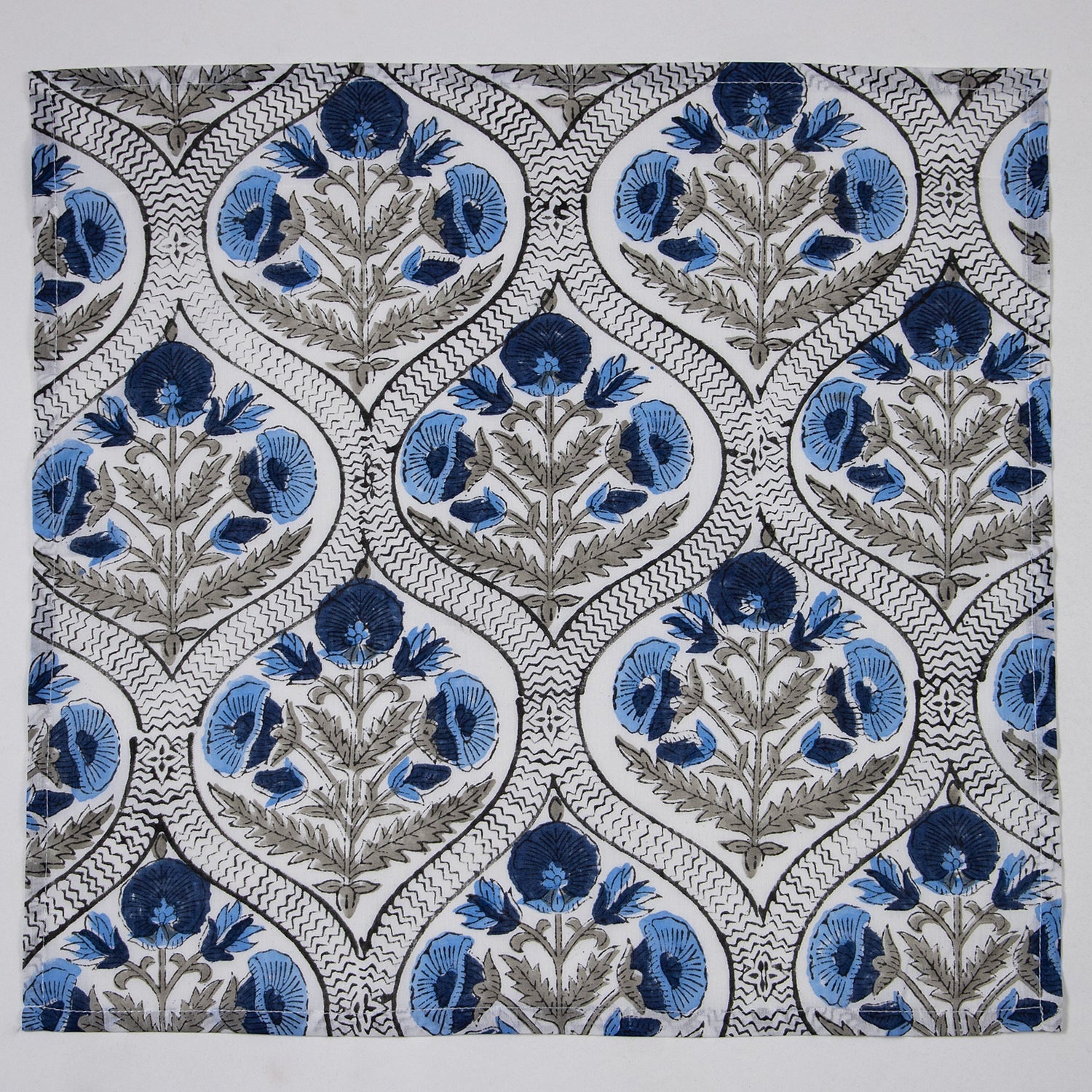 Premium Indian Handmade Dark Blue Floral Print Table Napkins