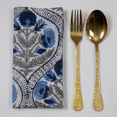 Premium Indian Handmade Dark Blue Floral Print Table Napkins
